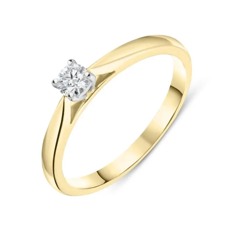 18ct Yellow Gold 0.15ct Brilliant Cut Diamond Solitaire Ring sold by Jura Watches