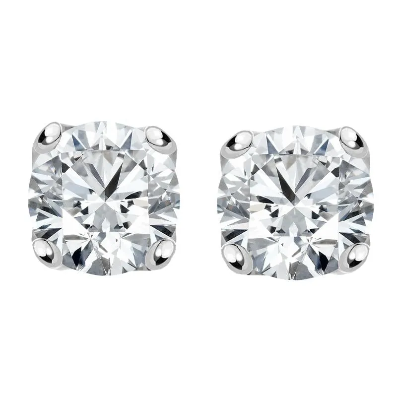 18ct White Gold 0.80ct Diamond Solitaire Brilliant Cut Stud Earrings sold by Jura Watches