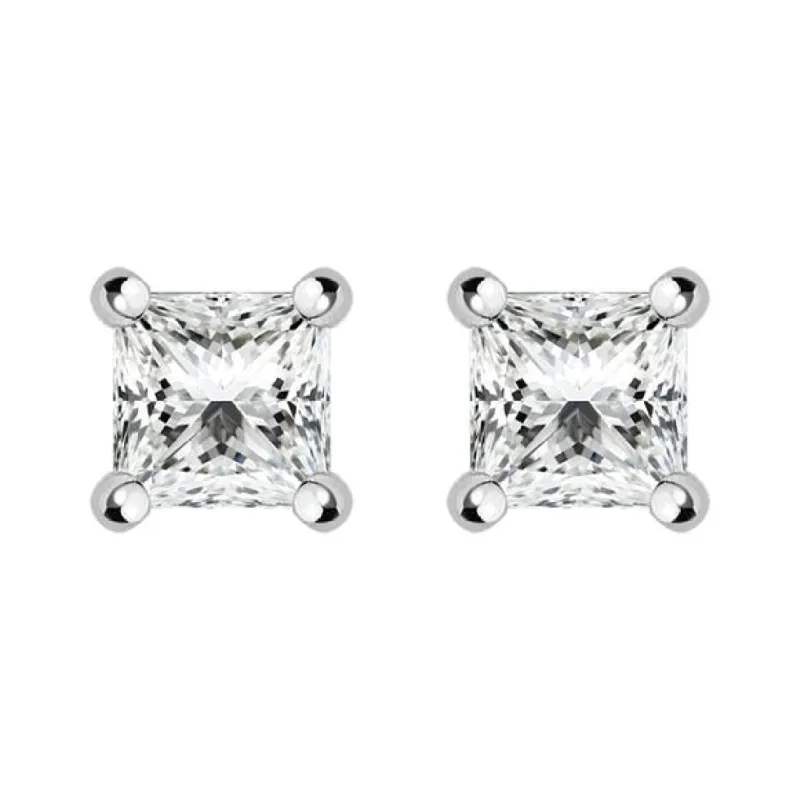 18ct White Gold 0.31ct Diamond Princess Cut Stud Earrings sold by Jura Watches