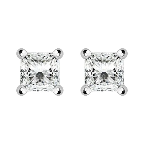 18ct White Gold 0.31ct Diamond Princess Cut Stud Earrings sold by Jura Watches
