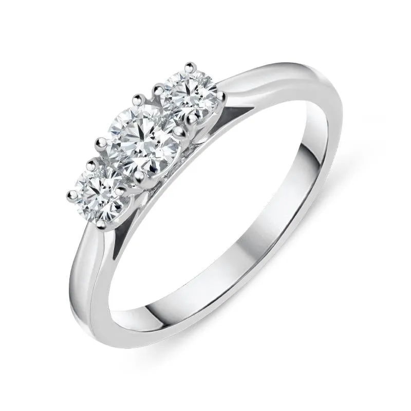 Platinum 0.77ct Diamond Brilliant Cut Trilogy Ring sold by Jura Watches