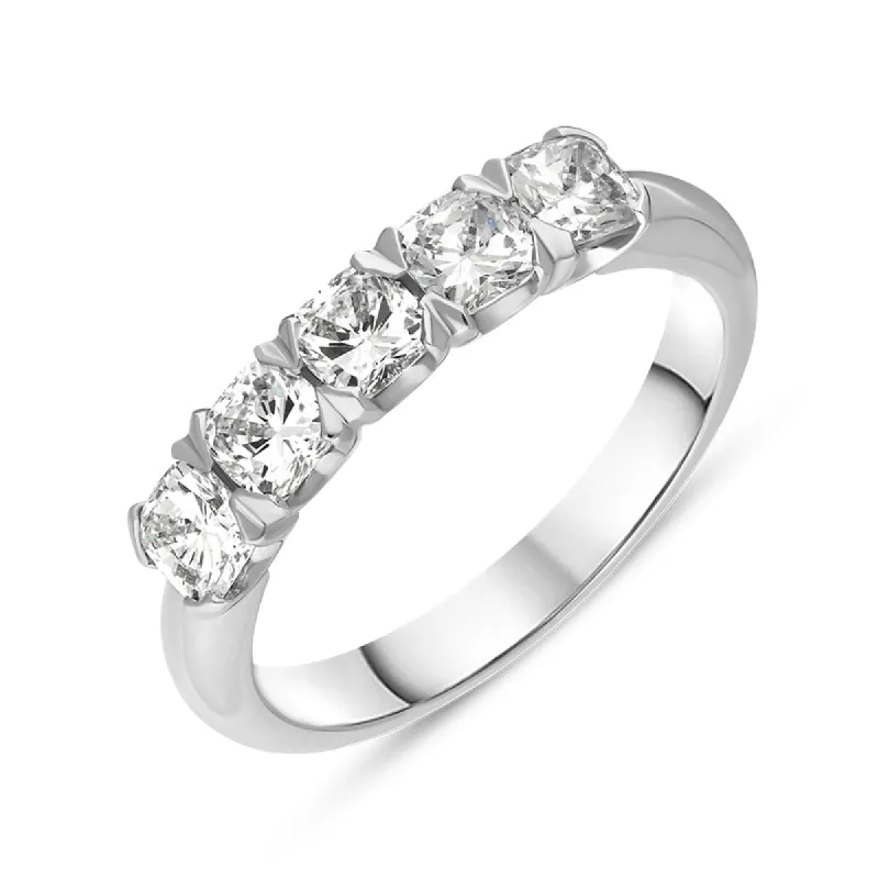 Platinum 1.02ct Diamond Five Stone Wedding Half Eternity Ring sold by Jura Watches