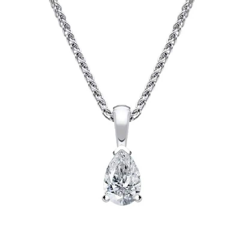 18ct White Gold 0.42ct Diamond Pear Cut Solitaire Necklace sold by Jura Watches
