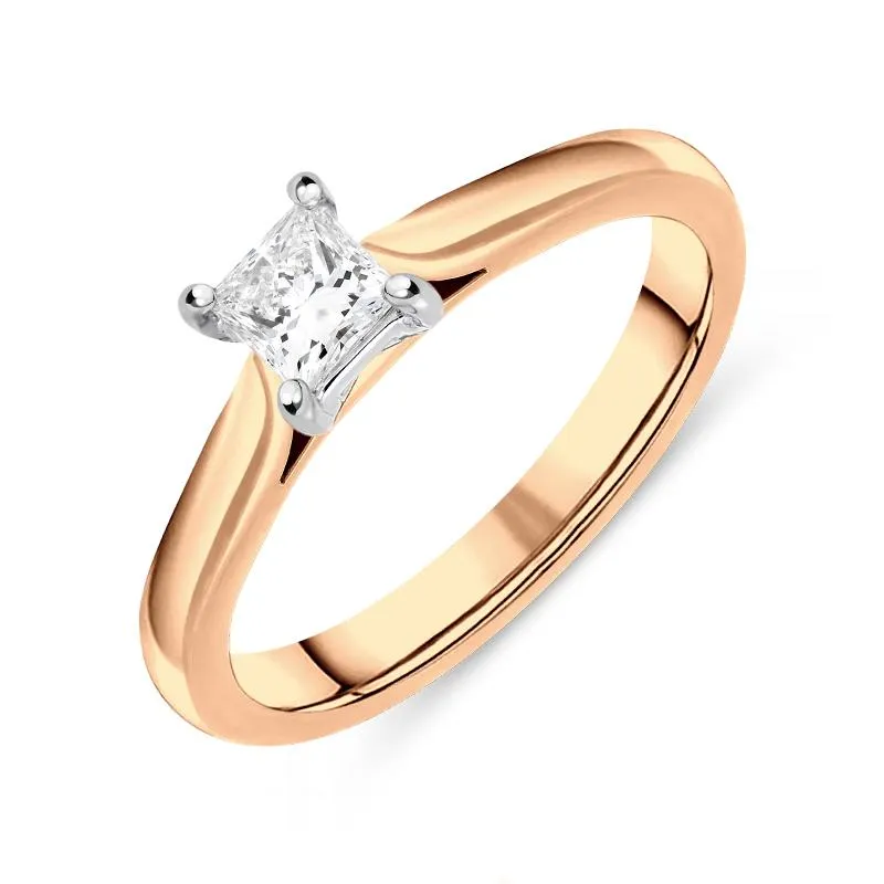 18ct Rose Gold 0.20ct Diamond Princess Cut Solitaire Ring sold by Jura Watches