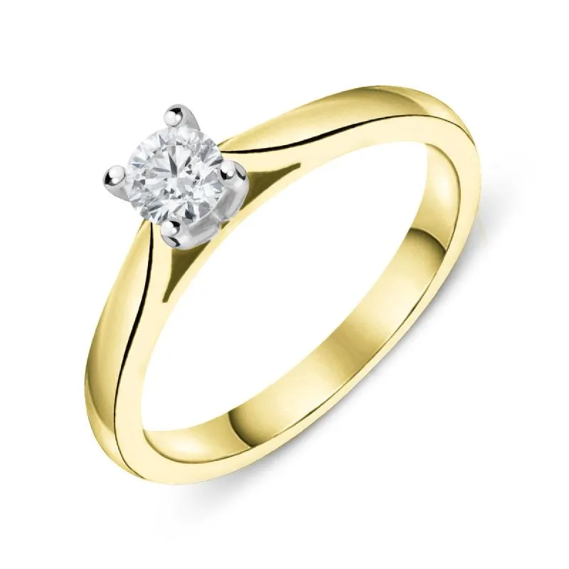 18ct Yellow Gold 0.25ct Diamond Brilliant Cut Solitaire Ring sold by Jura Watches
