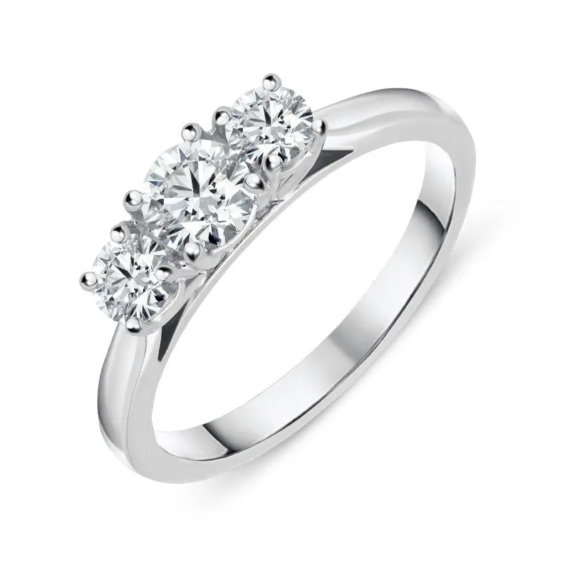 Platinum 0.76ct Diamond Brilliant Cut Trilogy Ring sold by Jura Watches
