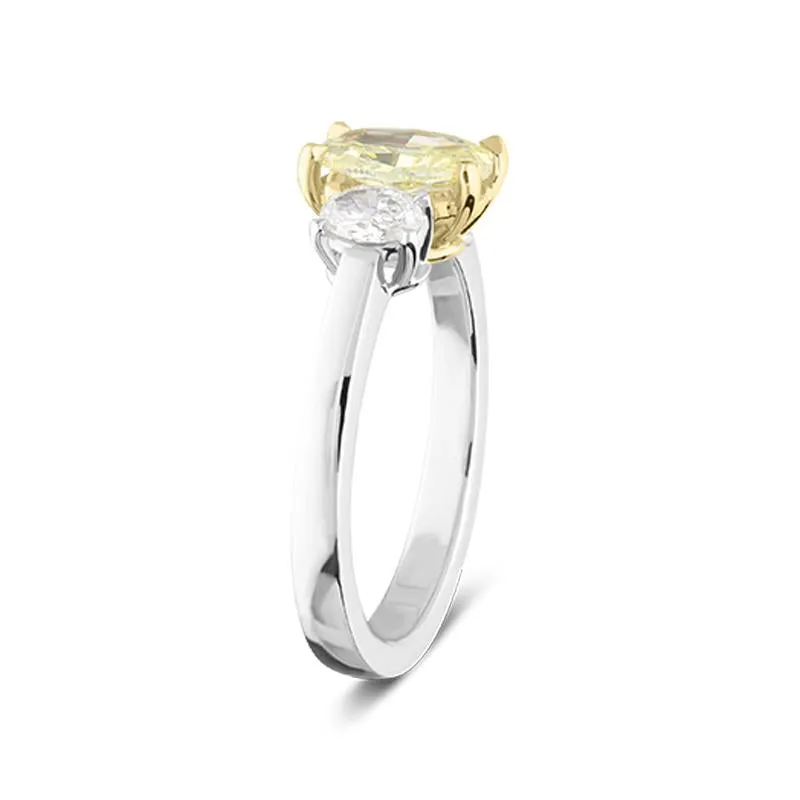 18ct White Gold 1.00ct Yellow Diamond and 0.41ct Diamond Oval Three Stone Ring sold by Jura Watches product image thumbnail 3