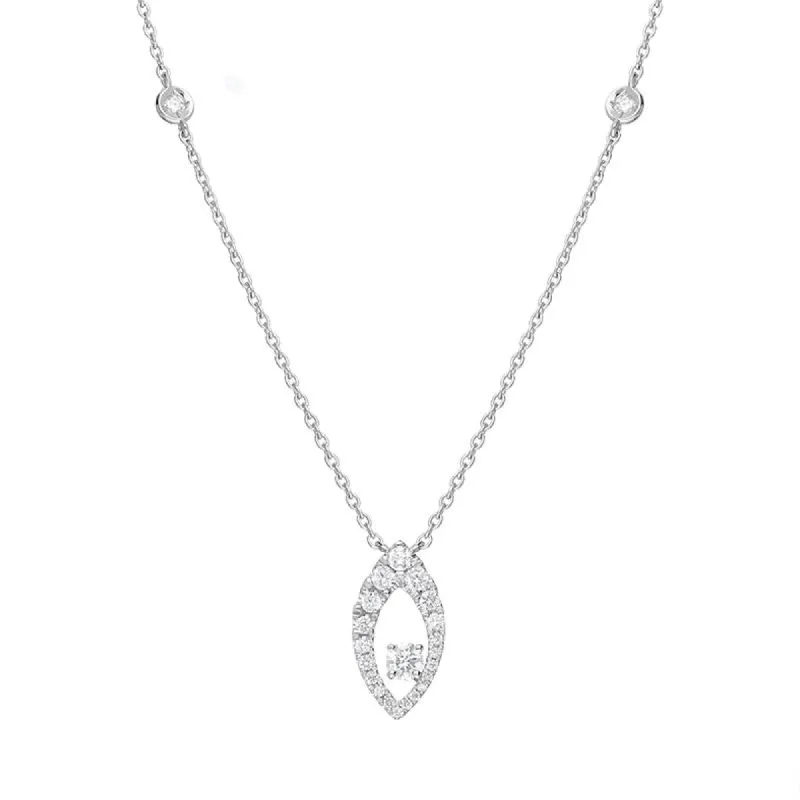 18ct White Gold 0.35ct Diamond Open Marquise Necklace sold by Jura Watches