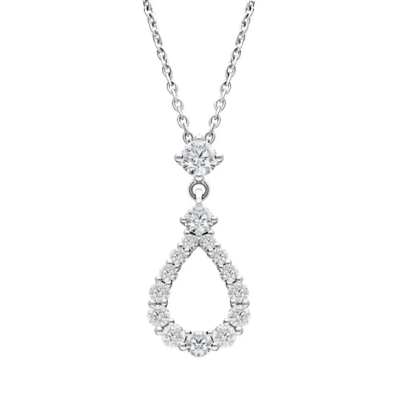 18ct White Gold 0.59ct Diamond Open Pear Necklace sold by Jura Watches