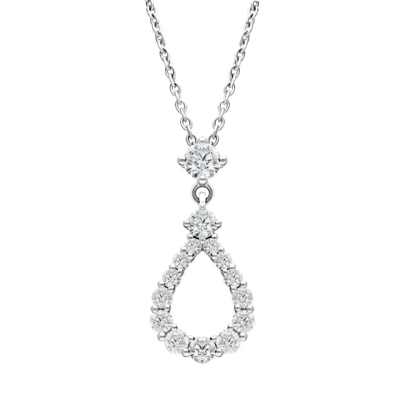 18ct White Gold 0.59ct Diamond Open Pear Necklace sold by Jura Watches
