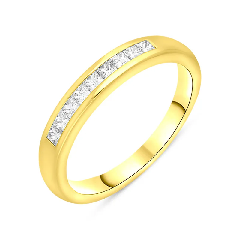 18ct Yellow Gold 0.35ct Diamond Princess Cut Channel Set Wedding Half Eternity Ring sold by Jura Watches