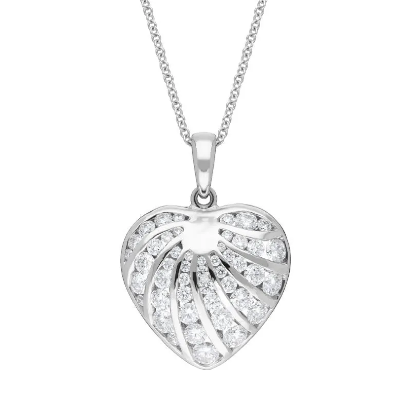 18ct White Gold 1.19ct Diamond Heart Necklace sold by Jura Watches