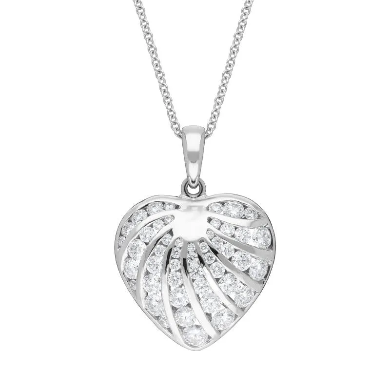18ct White Gold 1.19ct Diamond Heart Necklace sold by Jura Watches