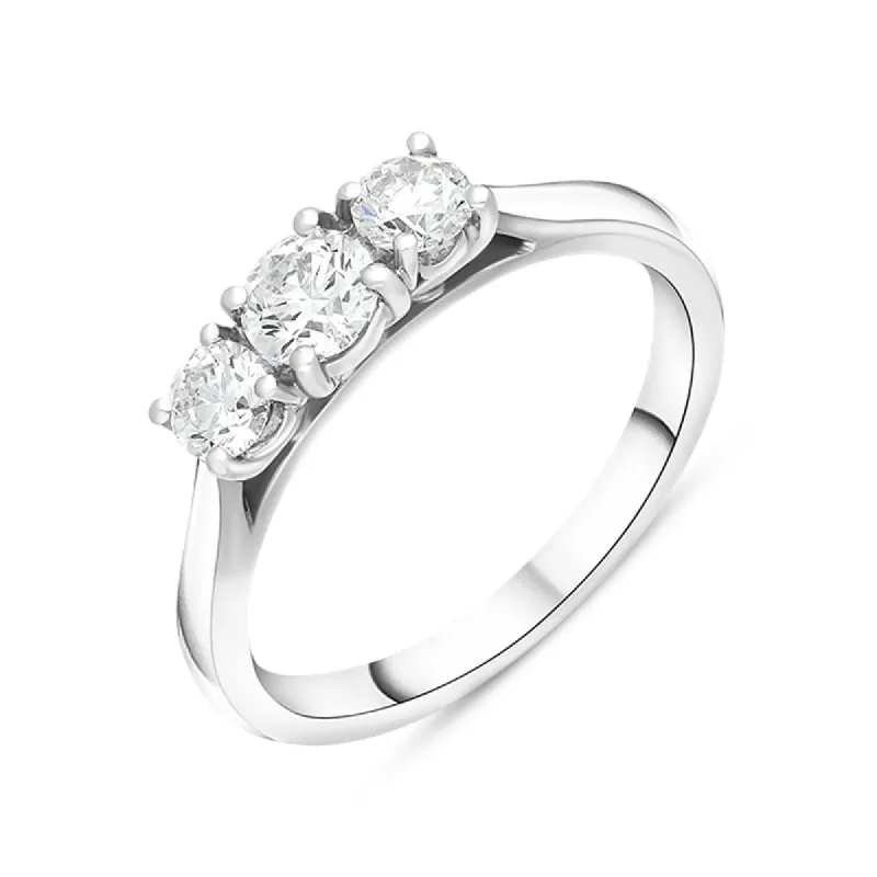 Platinum 0.75ct Diamond Brilliant Cut Trilogy Ring sold by Jura Watches