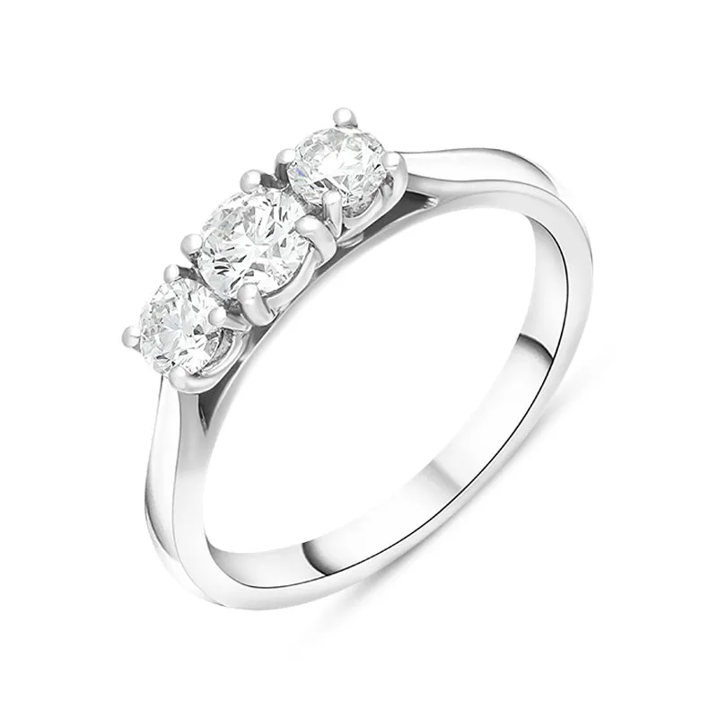 Platinum 0.75ct Diamond Brilliant Cut Trilogy Ring sold by Jura Watches