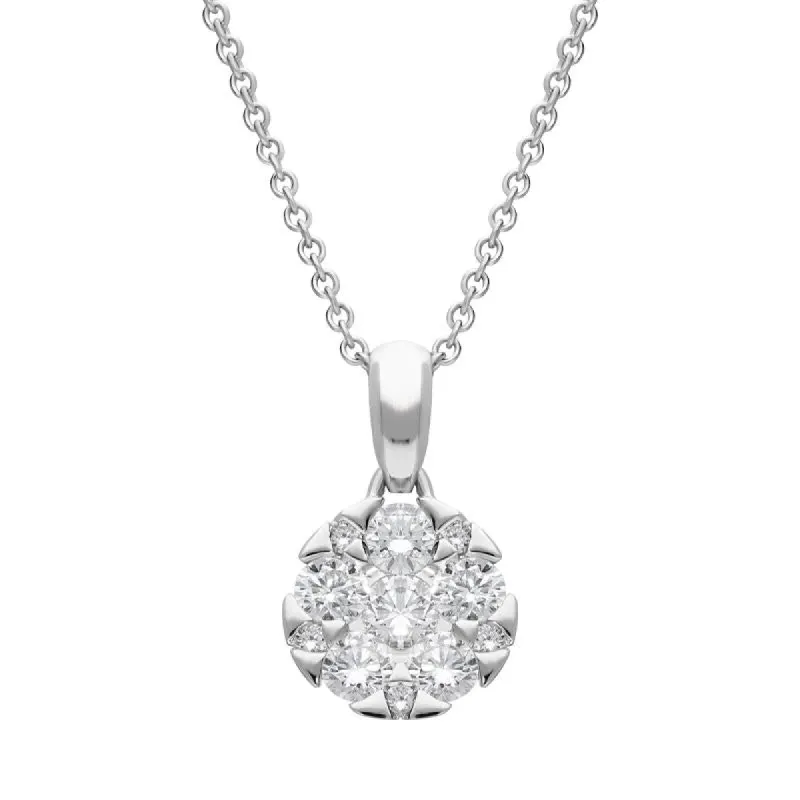 18ct White Gold 0.46ct Diamond Triangle Heart Edged Necklace sold by Jura Watches