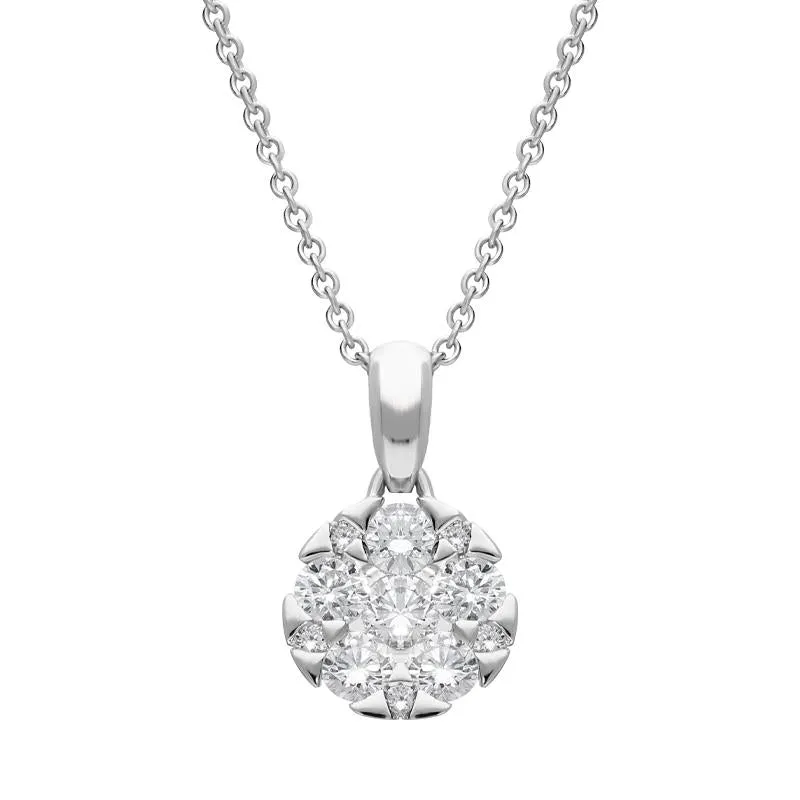 18ct White Gold 0.46ct Diamond Triangle Heart Edged Necklace sold by Jura Watches
