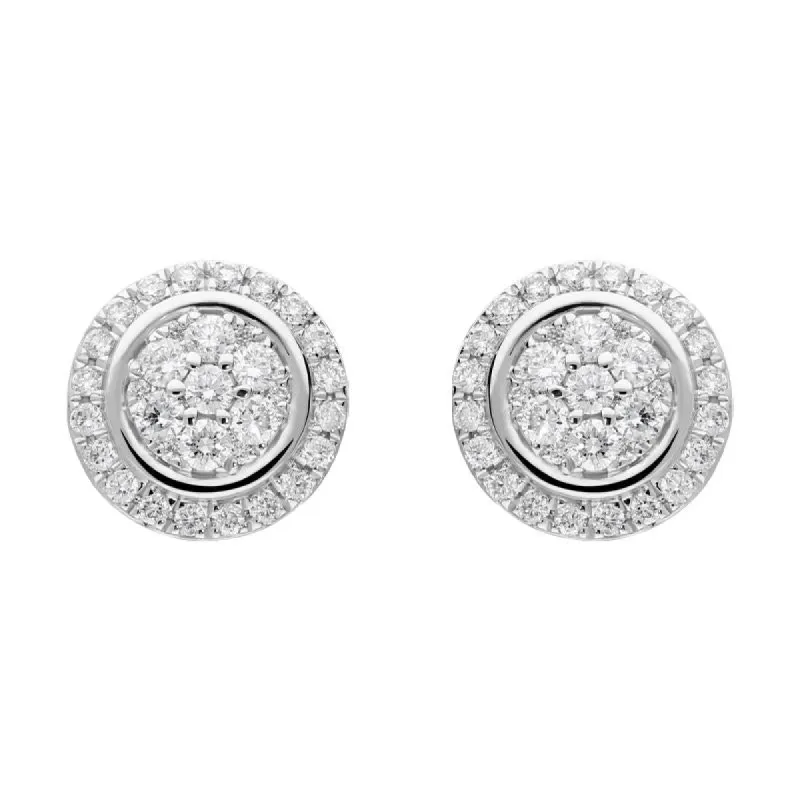 18ct White Gold 0.42ct Diamond Round Cluster Stud Earrings sold by Jura Watches