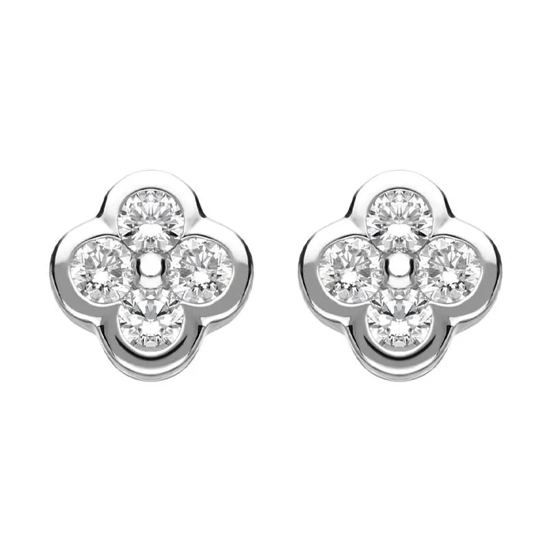 18ct White Gold 0.25ct Diamond Flower Stud Earrings sold by Jura Watches