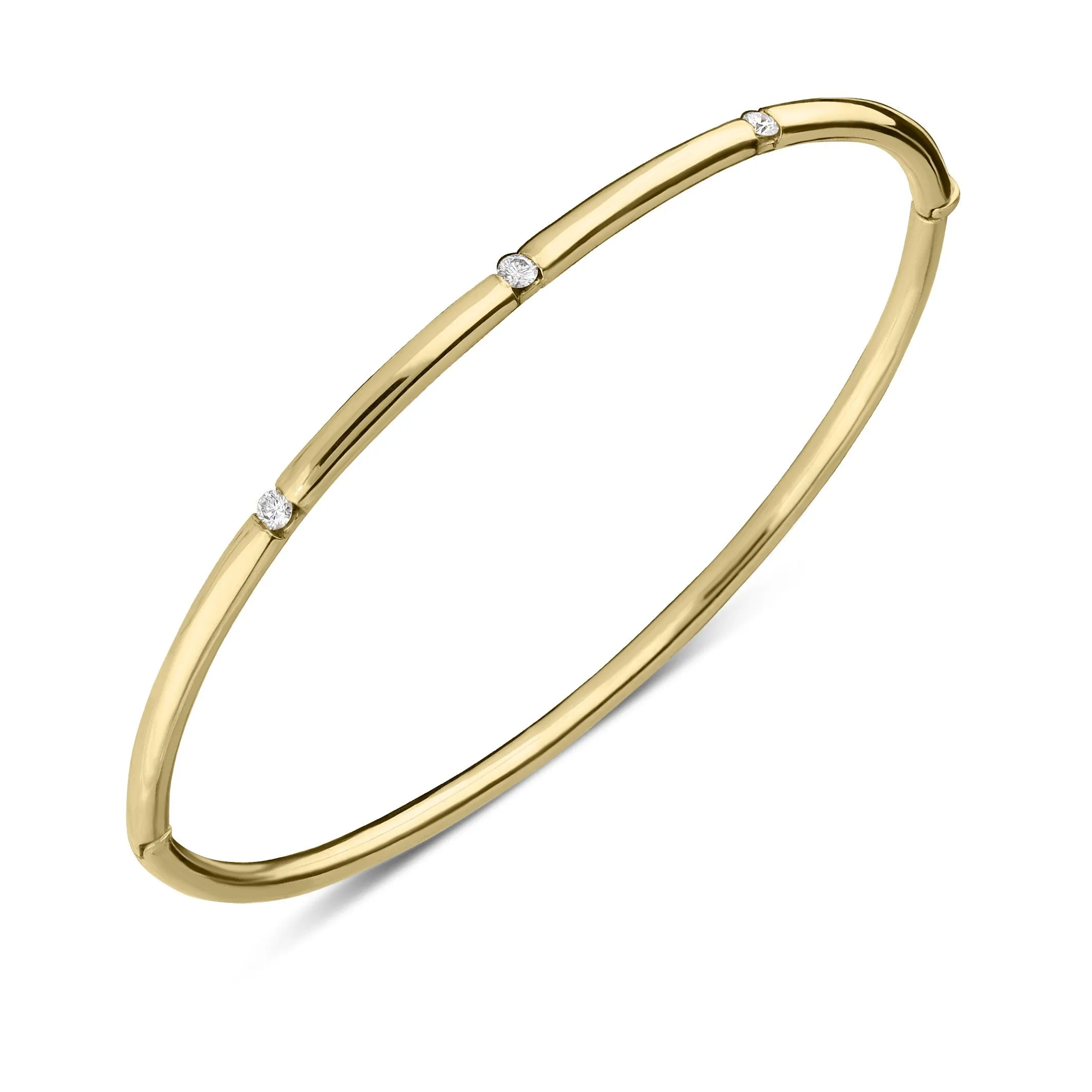 18ct Yellow Gold Diamond Hinged Bangle sold by Jura Watches