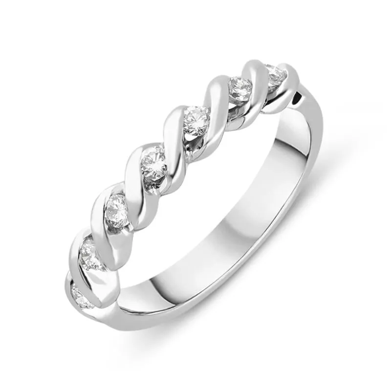 Platinum 0.25ct Diamond rope Twist Half Eternity Ring sold by Jura Watches