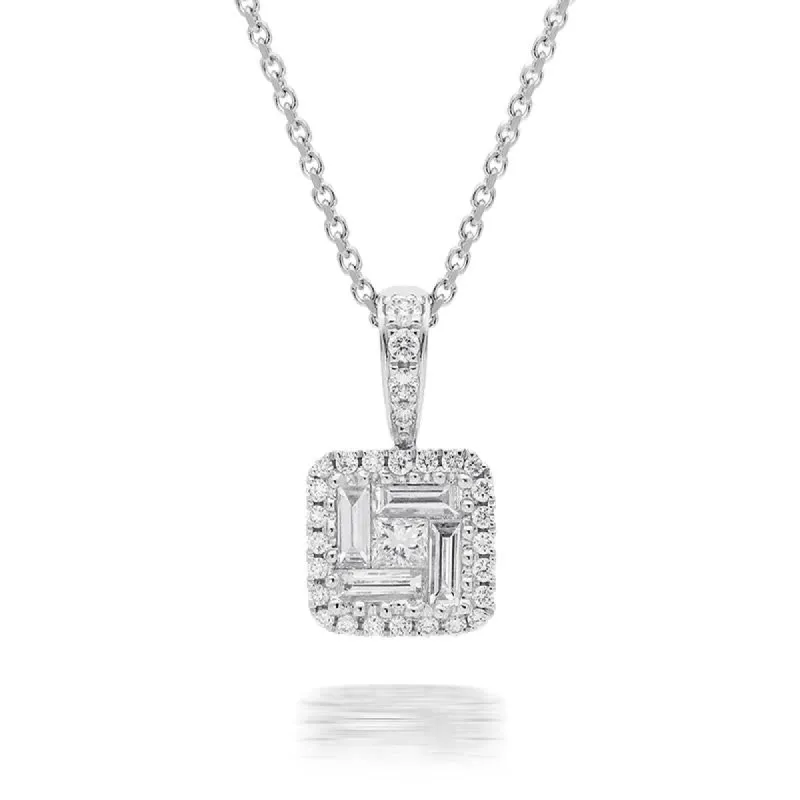 18ct White Gold 0.42ct Diamond Cluster Necklace sold by Jura Watches