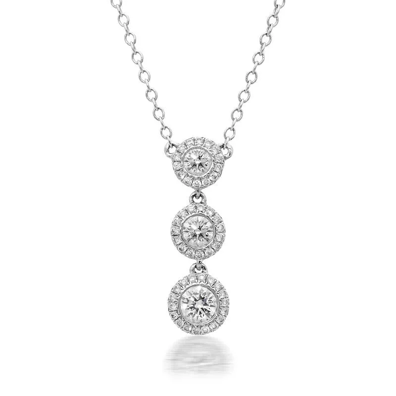 18ct White Gold 0.65ct Diamond Graduated Drop Necklace sold by Jura Watches