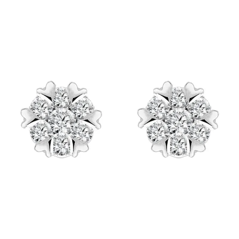 18ct White Gold 0.26ct Diamond Heart Edge Stud Earrings sold by Jura Watches