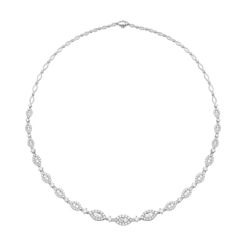 18ct White Gold 4.42ct Diamond Marquise Cluster Necklace sold by Jura Watches