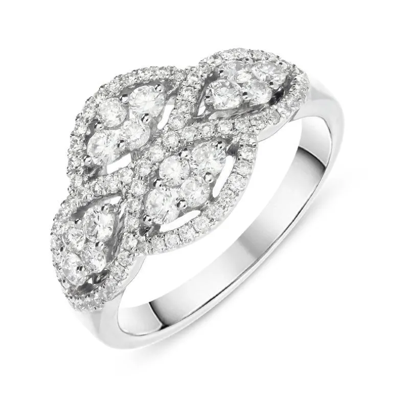 18ct White Gold 0.79ct Diamond Pave Set Cluster Ring sold by Jura Watches