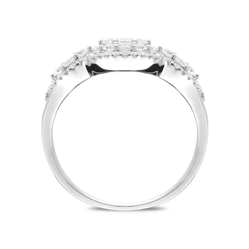 18ct White Gold 0.79ct Diamond Pave Set Cluster Ring sold by Jura Watches product image thumbnail 2