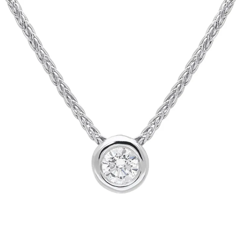18ct White Gold 0.15ct Diamond Brilliant Cut Solitaire Necklace sold by Jura Watches