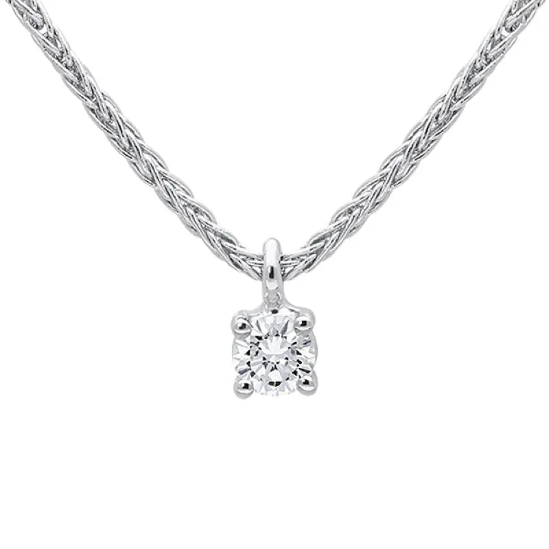 18ct White Gold 0.10ct Diamond Brilliant Cut Solitaire Necklace D sold by Jura Watches