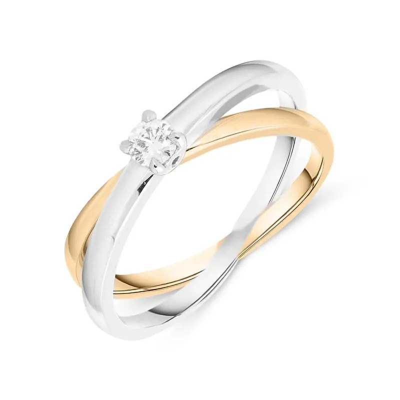 18ct White and Rose Gold 0.13ct Diamond Ring sold by Jura Watches