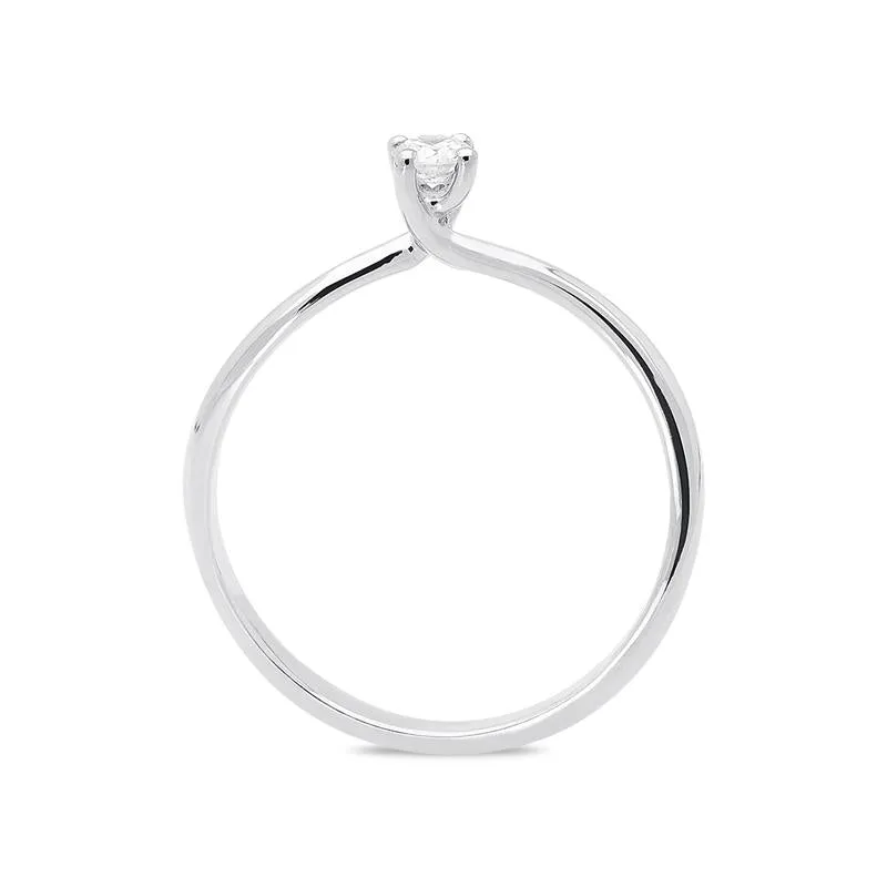 18ct White Gold 0.11ct Brilliant Cut Diamond Solitaire Twist Ring sold by Jura Watches product image thumbnail 2