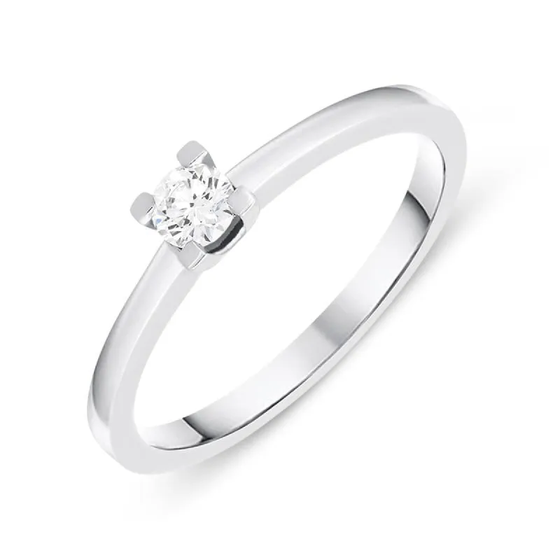 18ct White Gold 0.16ct Brilliant Cut Diamond Solitaire Ring sold by Jura Watches