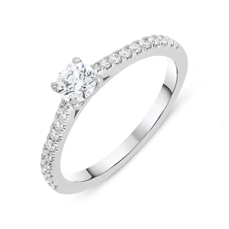 18ct White Gold 0.52ct Diamond Shoulder Ring made by Bloch