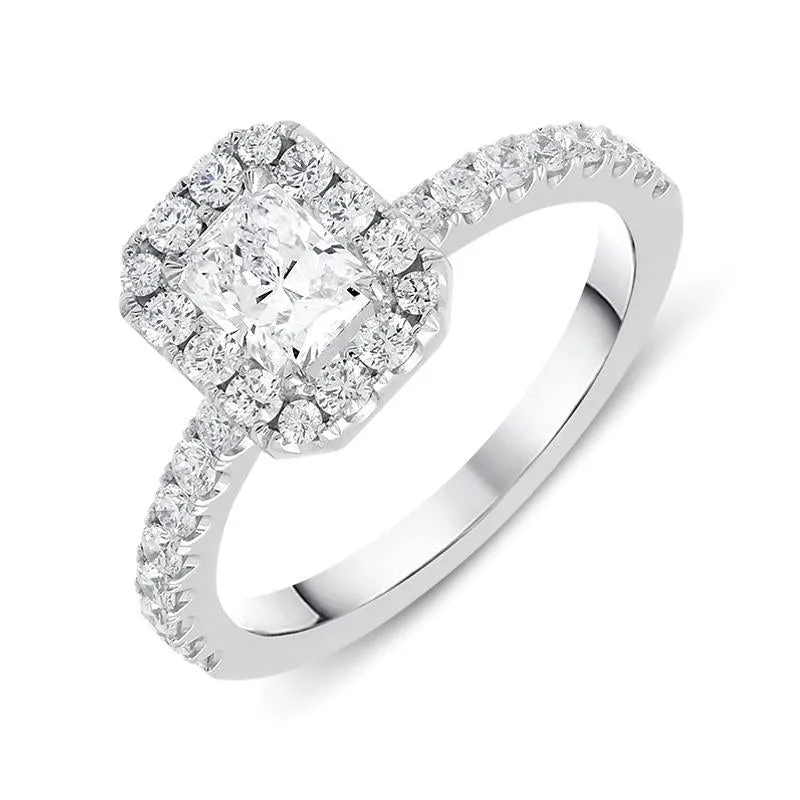 18ct White Gold 1.05ct Diamond Halo Ring sold by Jura Watches
