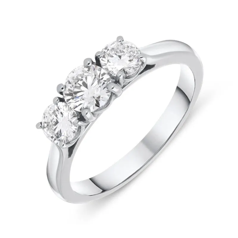 Platinum 1.01ct Diamond Brilliant Cut Trilogy Ring sold by Jura Watches