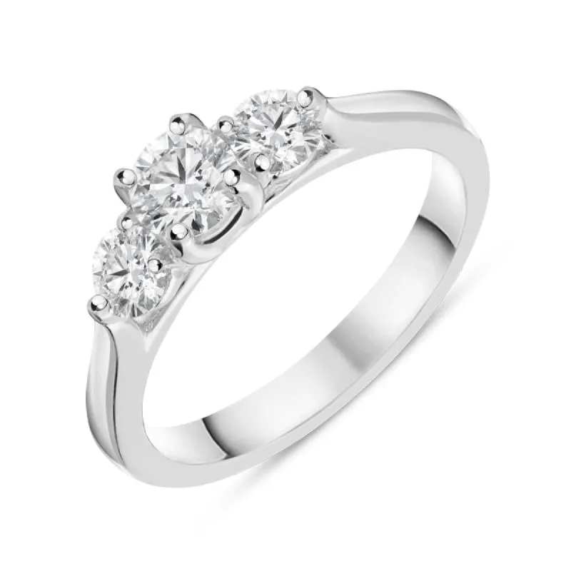 Platinum 0.77ct Diamond Brilliant Cut Trilogy Ring sold by Jura Watches
