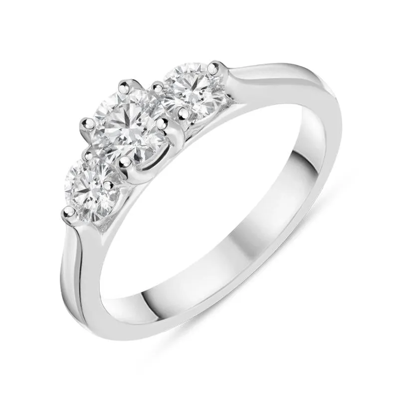 Platinum 0.77ct Diamond Brilliant Cut Trilogy Ring sold by Jura Watches
