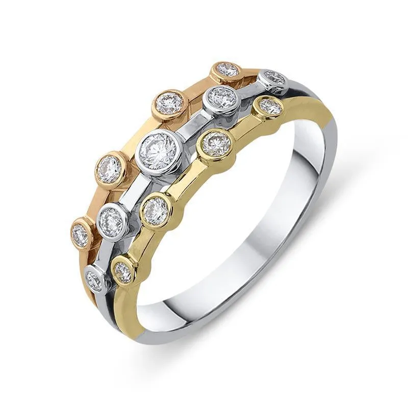 18ct Rose, White and Yellow Gold 0.28ct Diamond Bubble Ring sold by Jura Watches