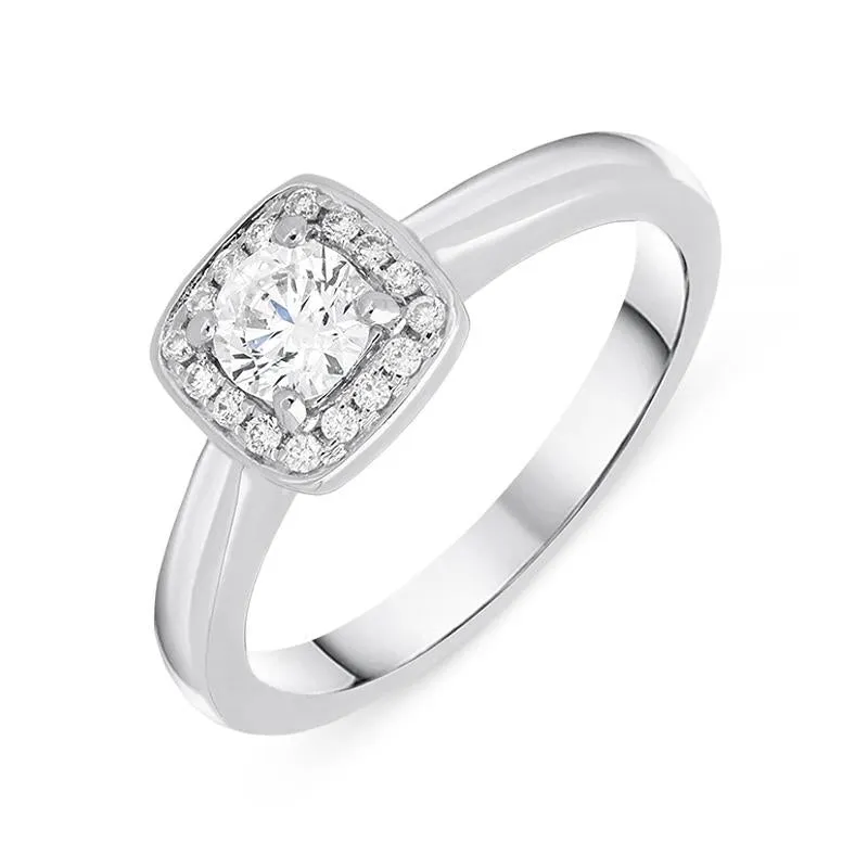 Platinum 0.38ct Diamond Brilliant Cut Cushion Halo Ring sold by Jura Watches