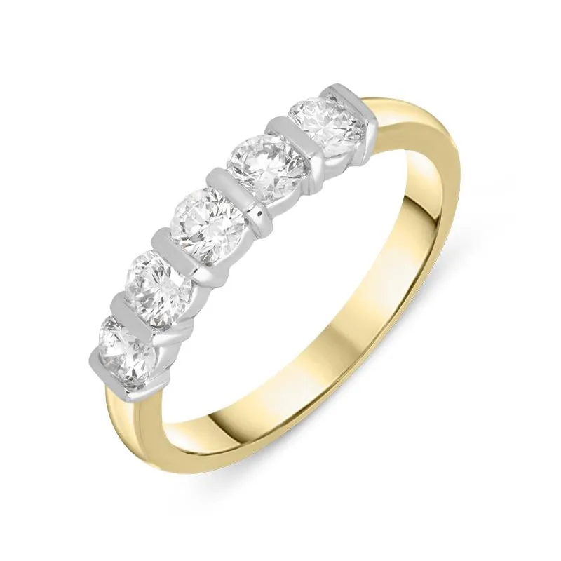 18ct Yellow Gold 0.72ct Diamond Bar Set Wedding Half Eternity Ring sold by Jura Watches