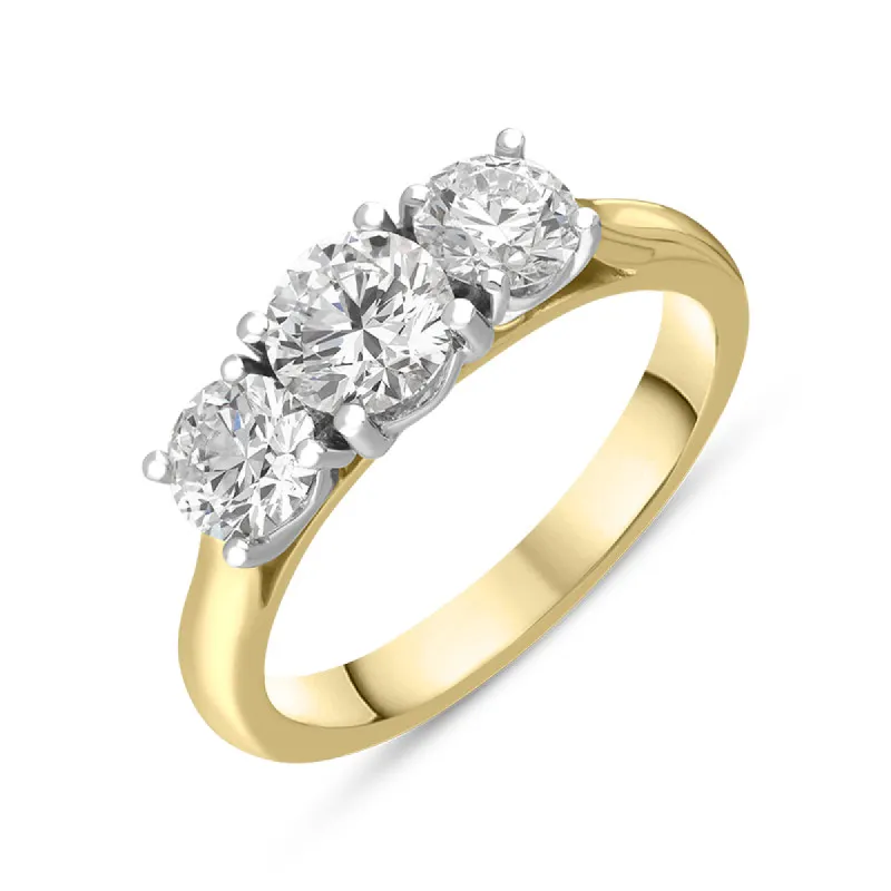 18ct Yellow Gold 1.53ct Diamond Brilliant Cut Trilogy Ring sold by Jura Watches