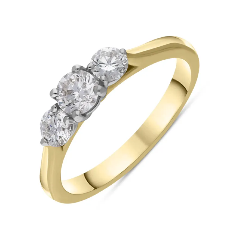 18ct Yellow Gold 0.76ct Diamond Brilliant Cut Trilogy Ring sold by Jura Watches