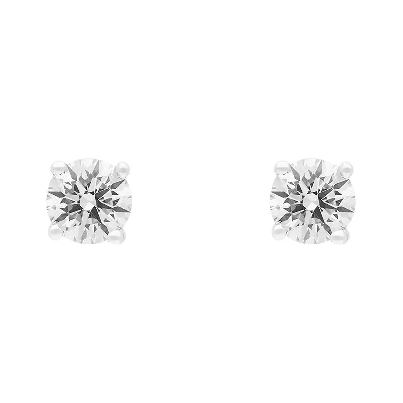 18ct White Gold 0.80ct Diamond Solitaire Brilliant Cut Stud Earrings sold by Jura Watches
