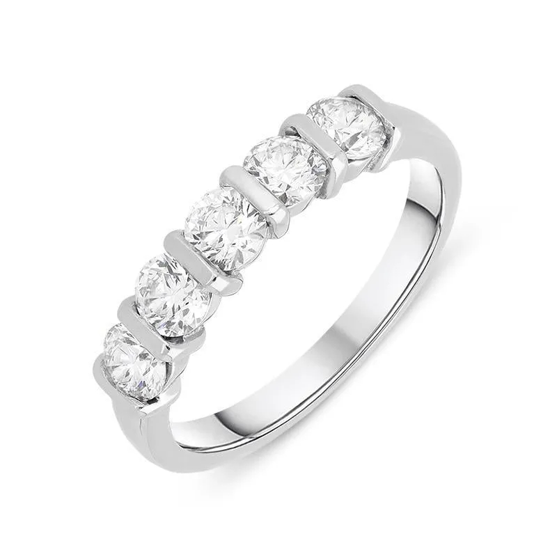 Platinum 1.05ct Diamond Five Stone Wedding Half Eternity Ring sold by Jura Watches