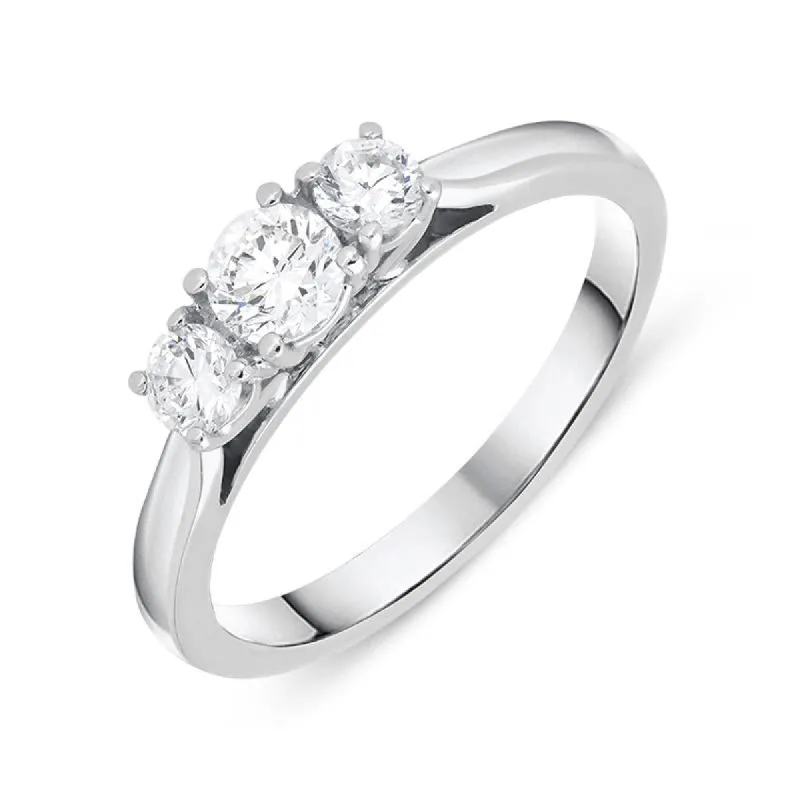 18ct White Gold 0.53ct Diamond Brilliant Cut Trilogy Ring sold by Jura Watches