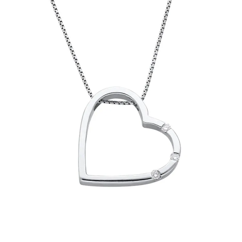 18ct White Gold Diamond Open Heart Necklace sold by Jura Watches